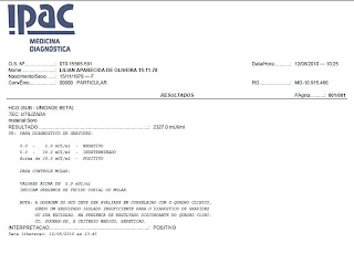 Resultado de exame de sangue para gravidez